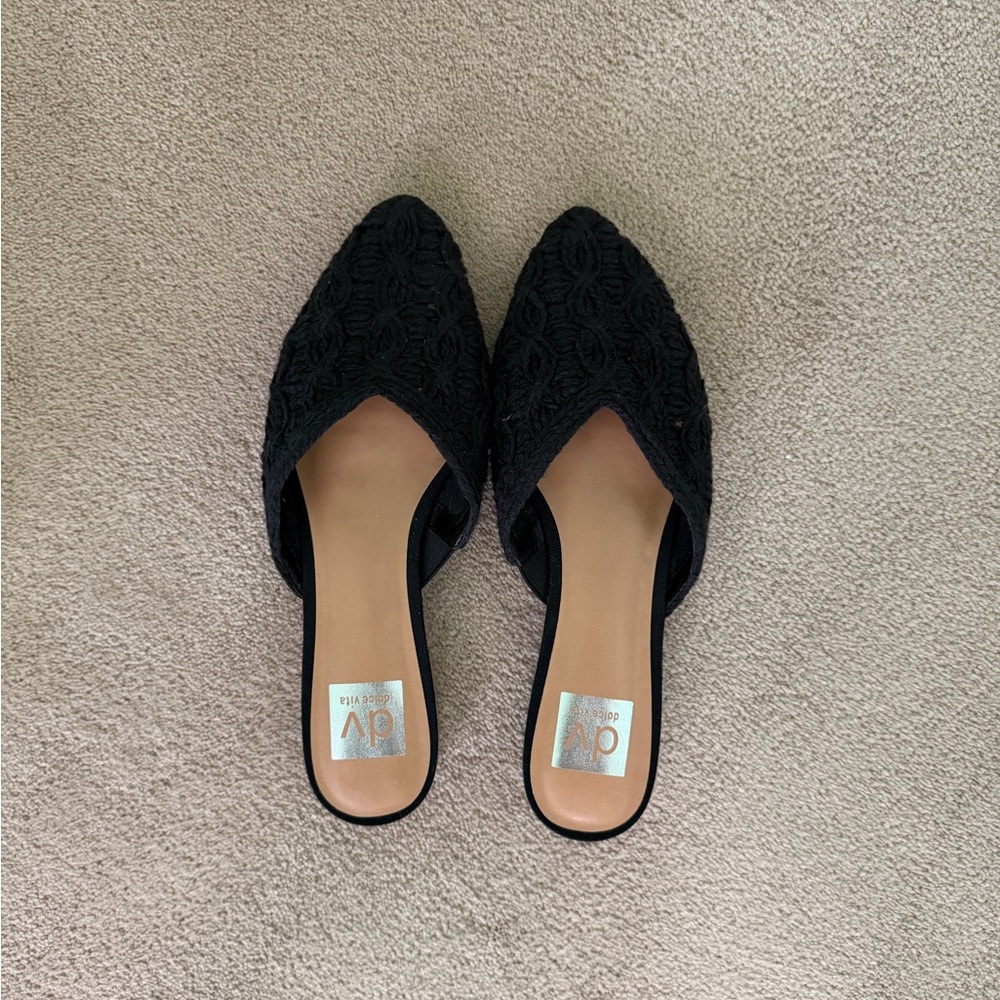 DV by Dolce Vita Black Textured Mules